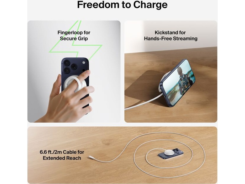 Belkin UltraCharge magnetisk laddplatta 25W Qi2 med stativ Trådlös laddare