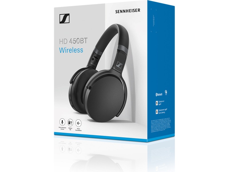 Sennheiser HD 450BT trådlösa hörlurar, On-Ear (svart) Hörlurar