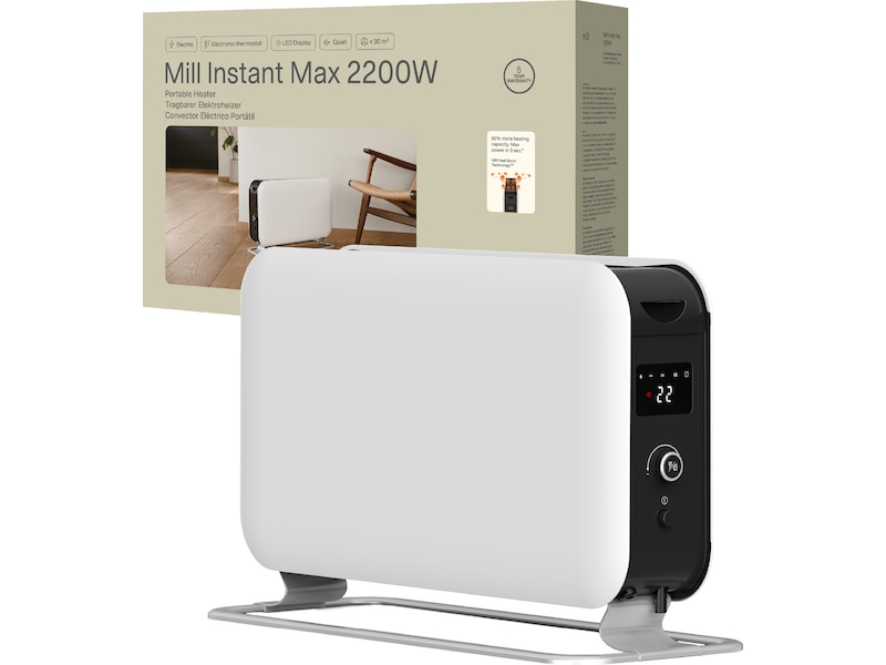 Mill Instant Max golvelement 2200W LED (vit) Fristående element