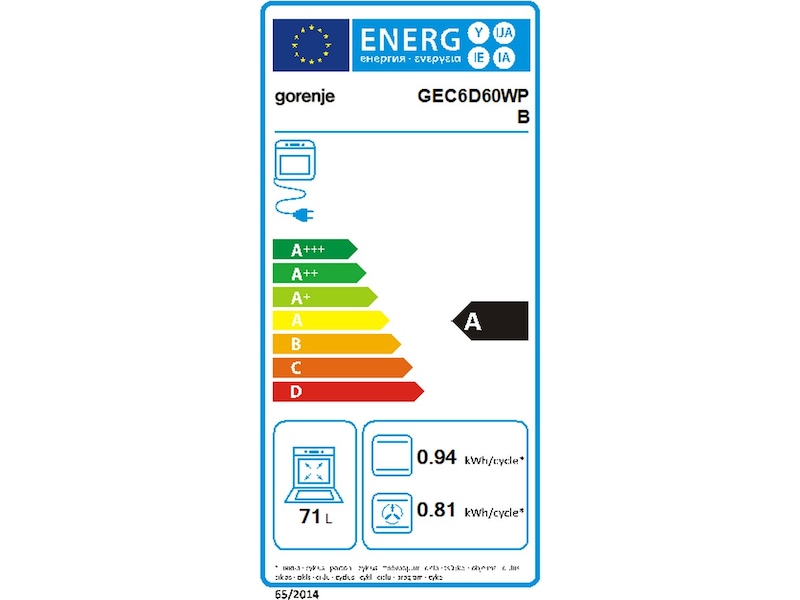Gorenje GEC6D60WPB glaskeramisk spis (vit) Spis