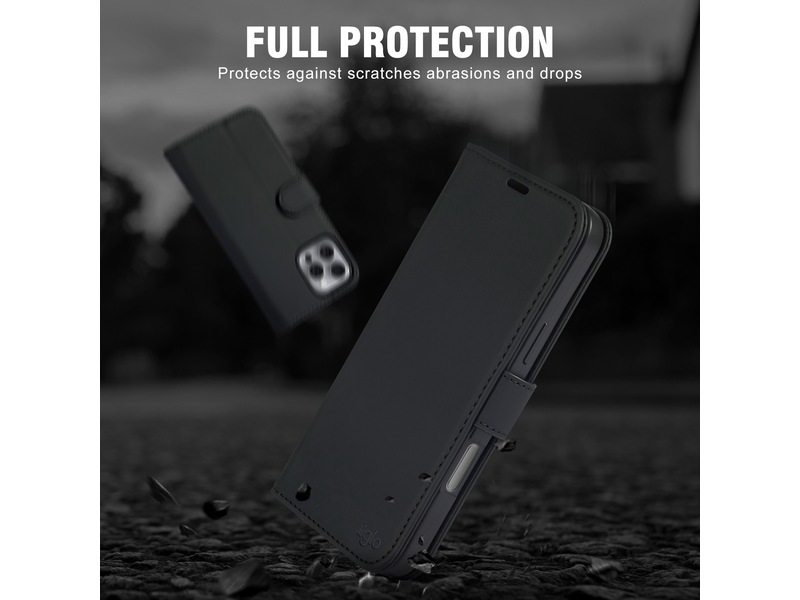 iiglo iPhone 16 Pro Plånboksfodral (svart) Mobilskal