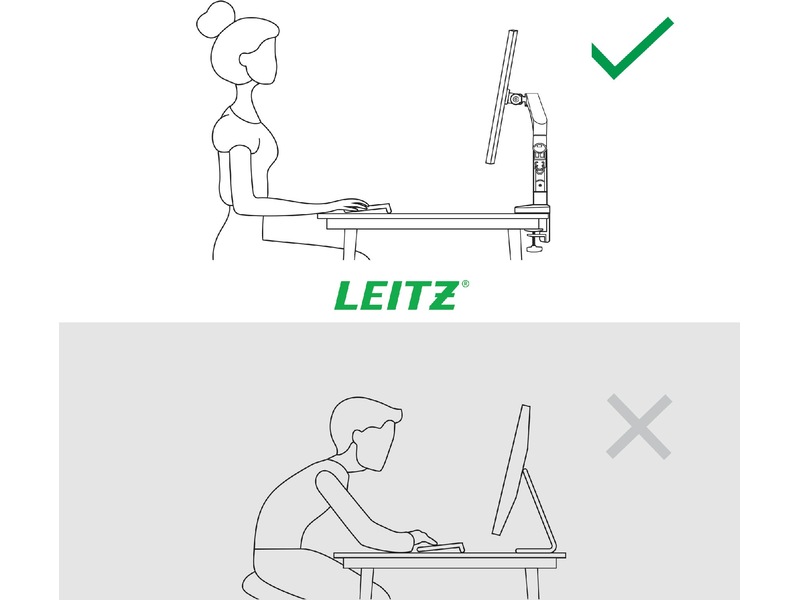 Leitz Ergo Monitorarm Dubbel, platsbesparande, 17"-32" skärmar Bord och väggfäste
