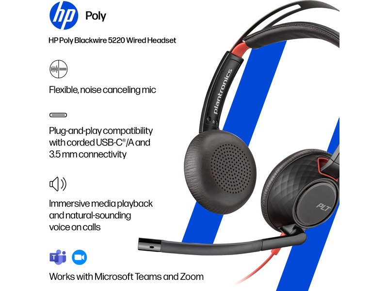 Poly Blackwire 5220 MS Teams USB-C Headset Trådbundet headset
