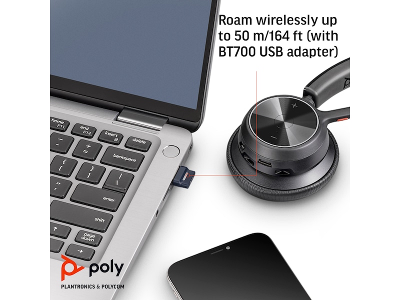 Poly Voyager 4320-M MS USB-C Headset med laddningsställ Trådlöst headset