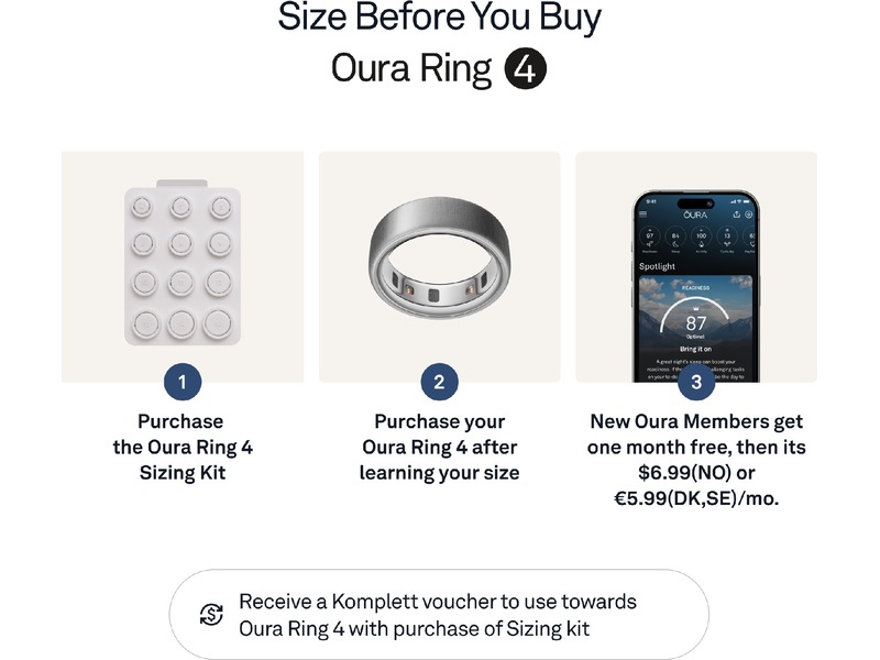 Oura Ring 4 Smart Ring str. 7 (borstad silver) Smart ring