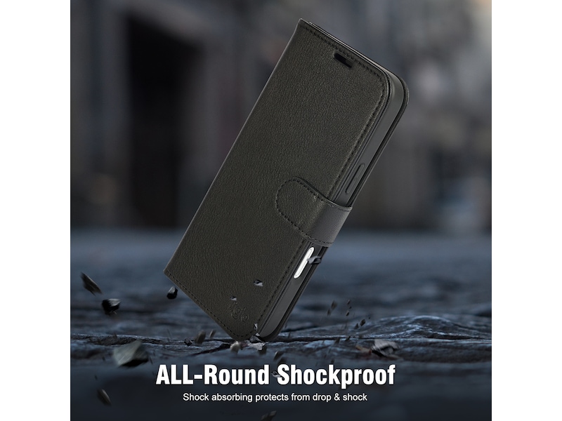 iiglo iPhone 16 Plus 2-i-1 Plånboksfodral (svart) Mobilskal