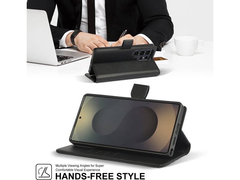 iiglo Galaxy S25 Ultra 2-i-1 Plånboksfodral (svart) Mobilskal