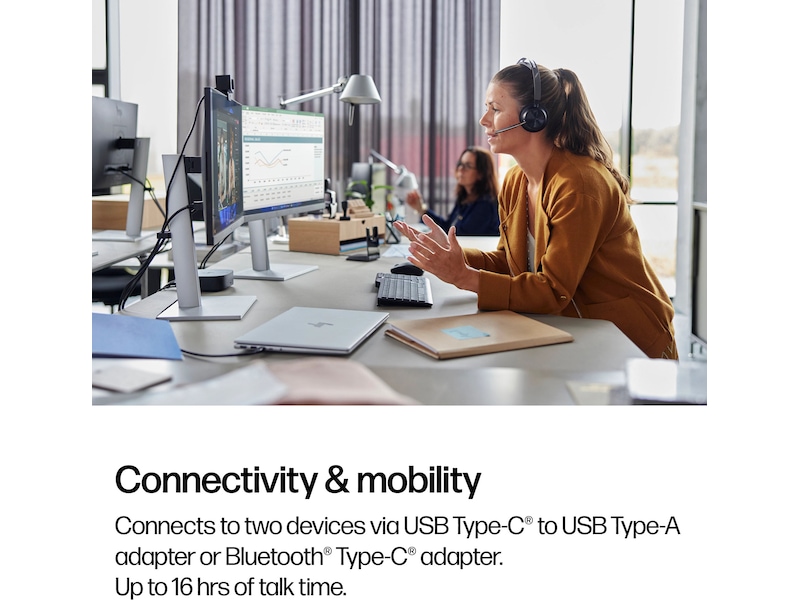 Poly Voyager Focus 2 MS USB-C Headset med laddningsställ Trådlöst headset