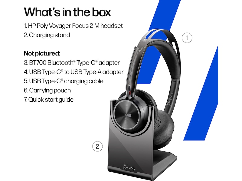 Poly Voyager Focus 2 MS USB-C Headset med laddningsställ Trådlöst headset