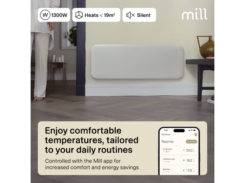 Mill Invisible Smart WiFi Gen 4 panelradiator 1300W (vit) Panelelement