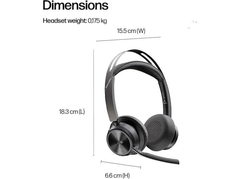 HP Poly Voyager Focus 2 MS USB-C trådlöst headset Trådlöst headset