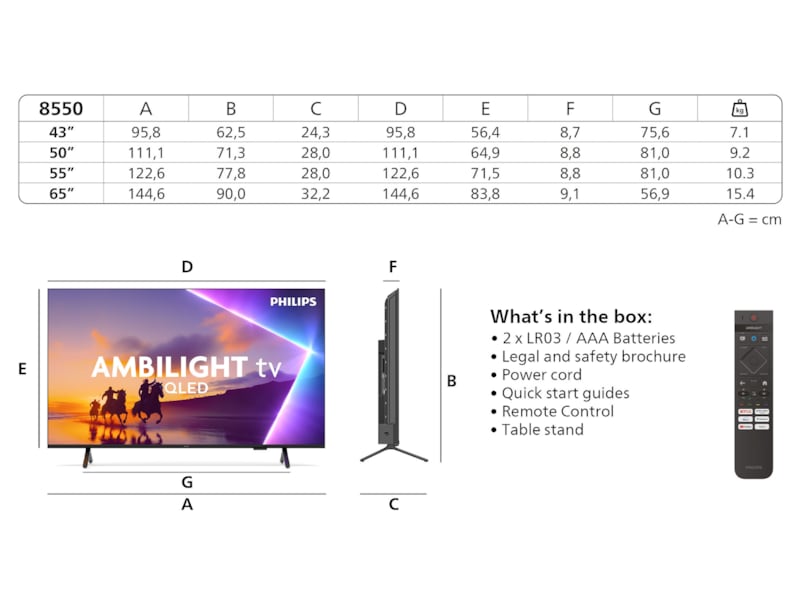 Philips 43" PUS8550/12 QLED smart Ambilight TV (2025) 20 - 49 tums TV