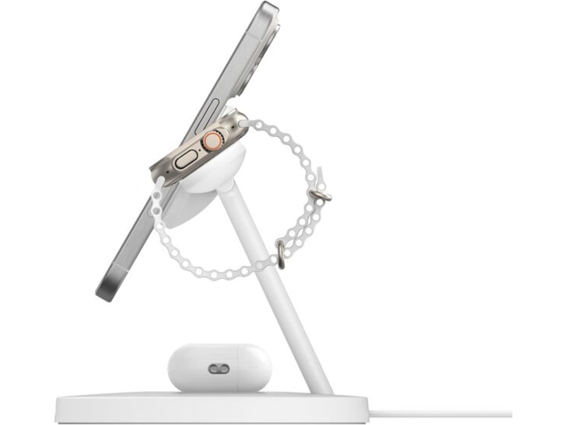Belkin 3-i-1 Qi2 15W Ladestativ (vit) Trådlös laddare