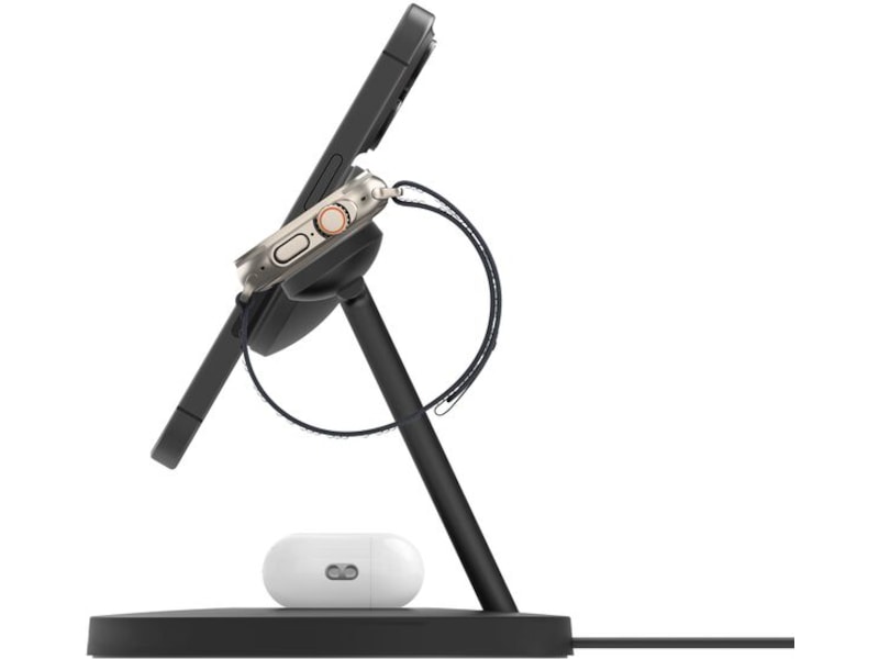 Belkin 3-i-1 Qi2 15W Ladestativ (sort) Trådlös laddare