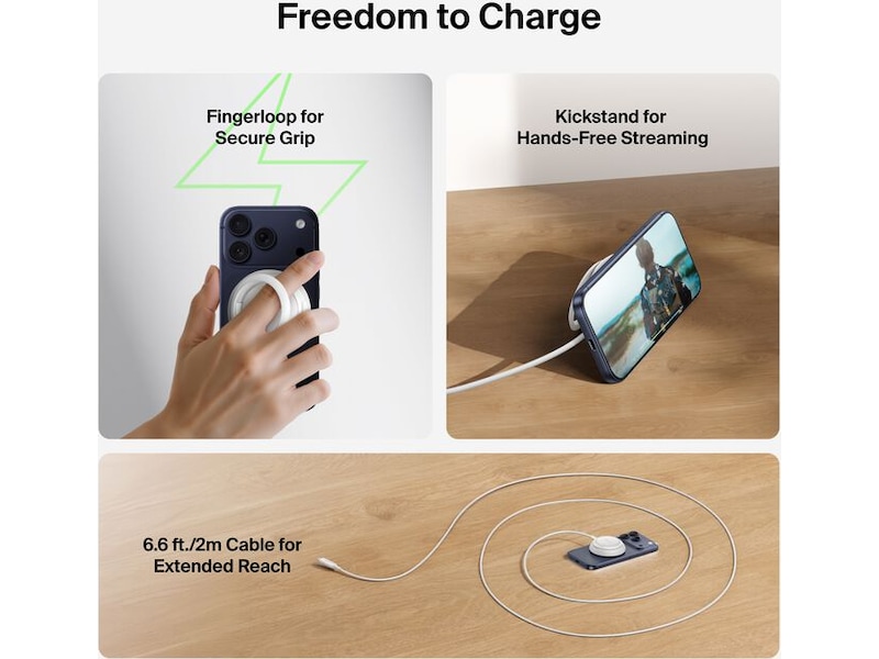 Belkin UltraCharge magnetisk laddplatta 25W Qi2 med stativ Trådlös laddare