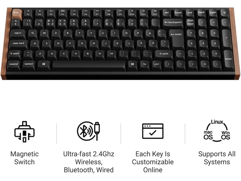 Keychron K4 HE Trådløst Gamingtastatur (sort) Gamingtangentbord
