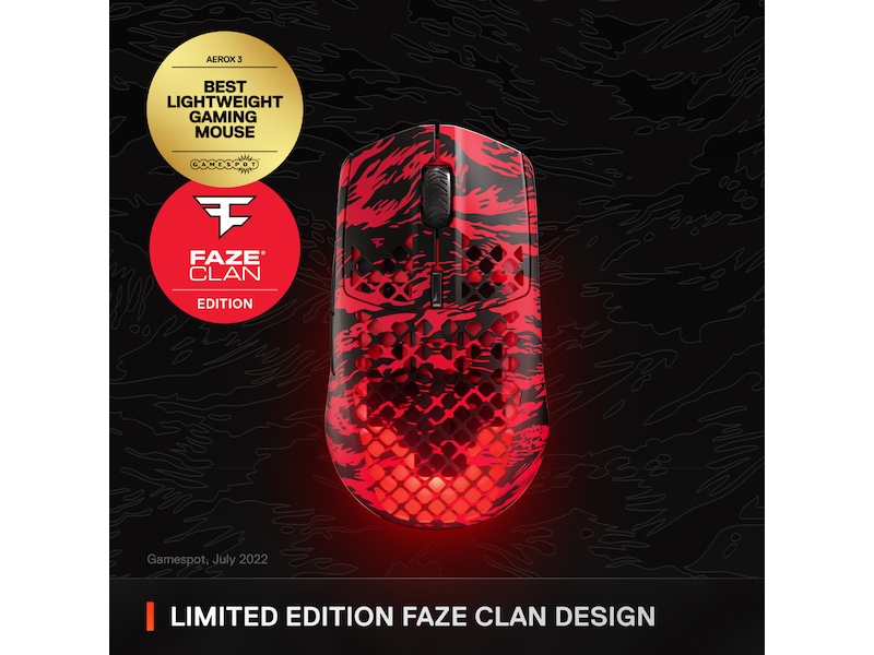SteelSeries Aerox 3 Wireless Faze Clan Trådløs Gamingmus Gamingmus