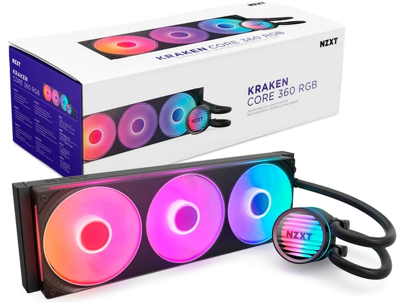 NZXT Kraken Core RGB 360mm AIO Køler (sort) CPU - Vattenkylning