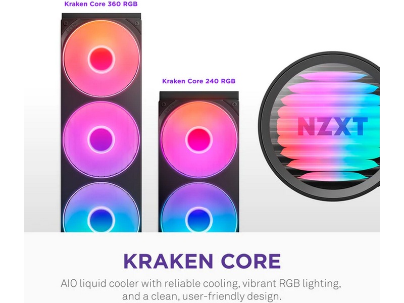 NZXT Kraken Core RGB 360mm AIO Køler (sort) CPU - Vattenkylning