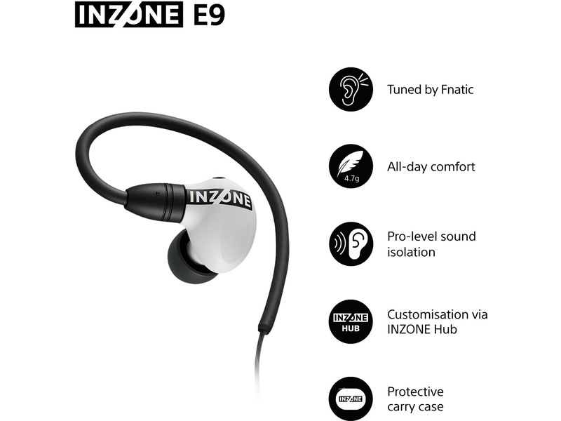 Sony INZONE E9 In-Ear Gaming Ørepropper (hvid) In-ear hörlurar
