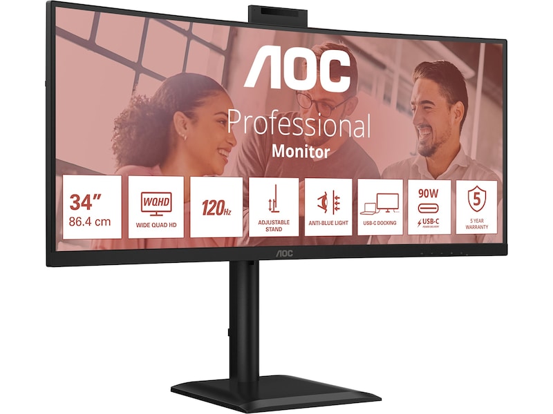 AOC 34" curved skärm CU34E4CW Bildskärmar