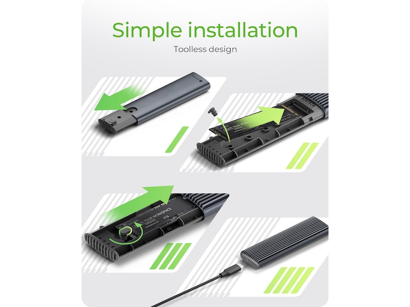 Icy Box M.2 NVMe & SATA M.2 SSD Kapsling Externa Chassi