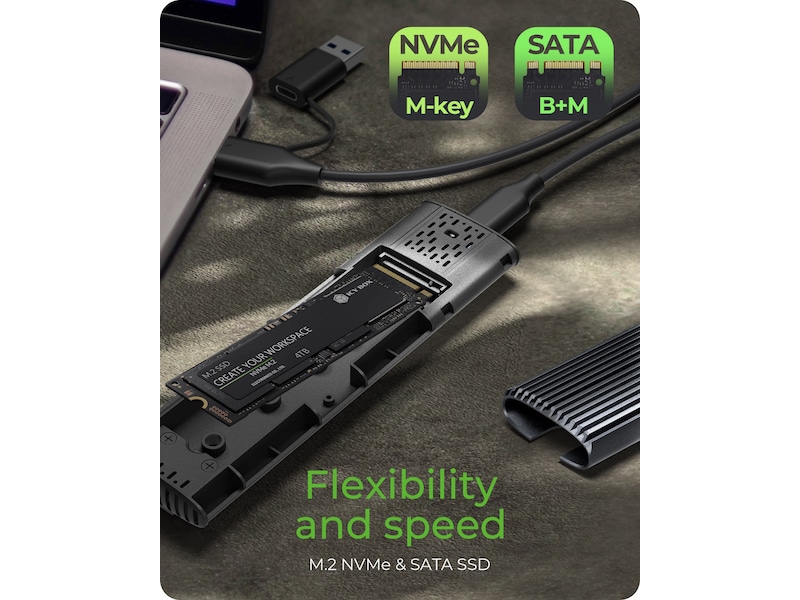 Icy Box M.2 NVMe & SATA M.2 SSD Kapsling Externa Chassi