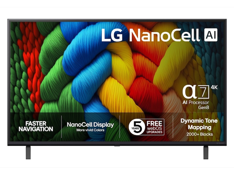 LG 43" NANO80 AI 4K NanoCell Smart TV (2025) + Soundbar  20 - 49 tums TV