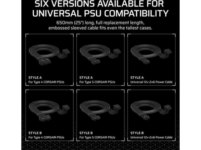 Corsair PSU 90° 12V-2x6 Stil A Kabel Tillbehör