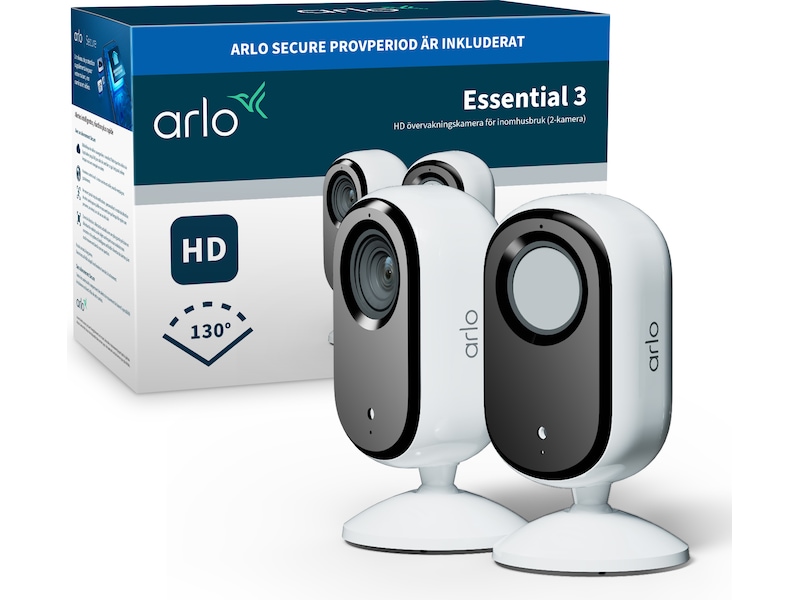 Arlo Essential 3 HD inomhus övervakningskamera 2-pack Övervakningskamera