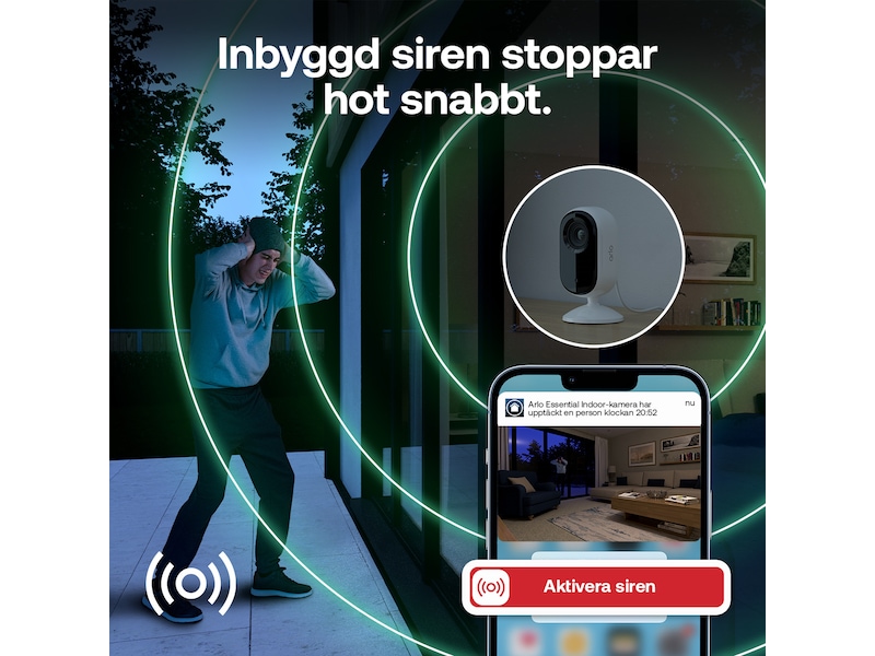 Arlo Essential 3 HD inomhus övervakningskamera 2-pack Övervakningskamera
