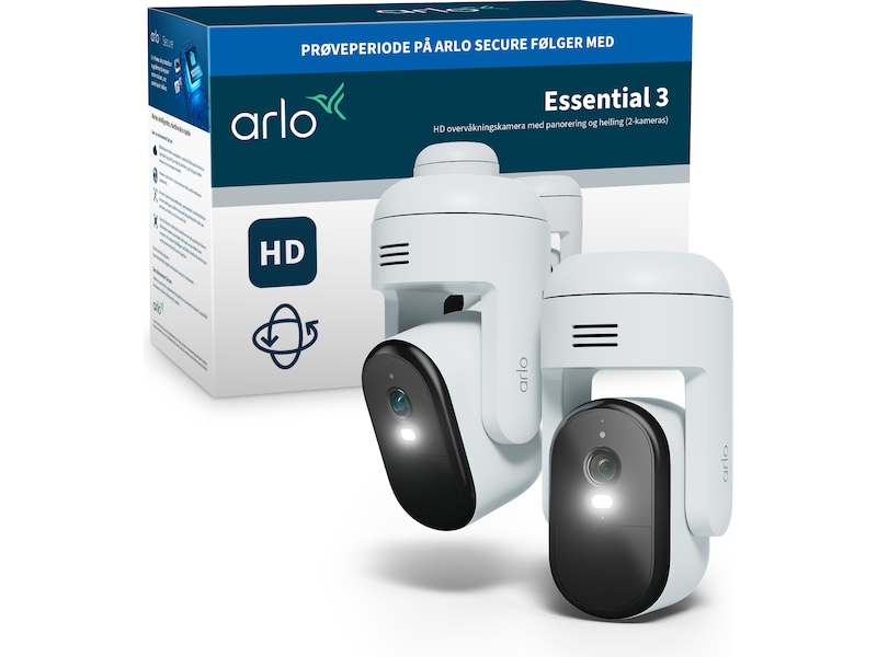Arlo Essential 3 övervakningskamera HD PTZ 2-pack Övervakningskamera