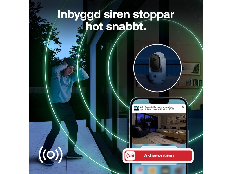 Arlo Essential 3 HD PTZ inomhus övervakningskamera 2-pack Övervakningskamera