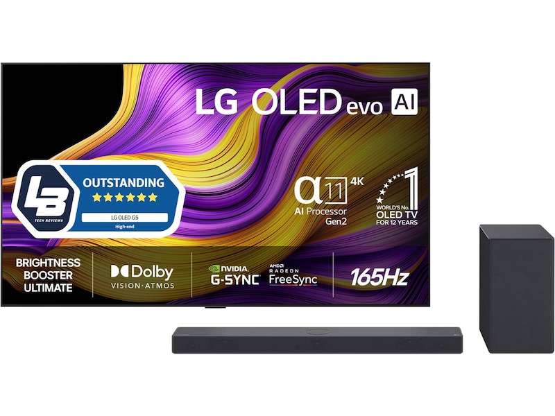LG 77" G5 AI 4K OLED smart-tv (2025) + soundbar 70 - 79 tums TV