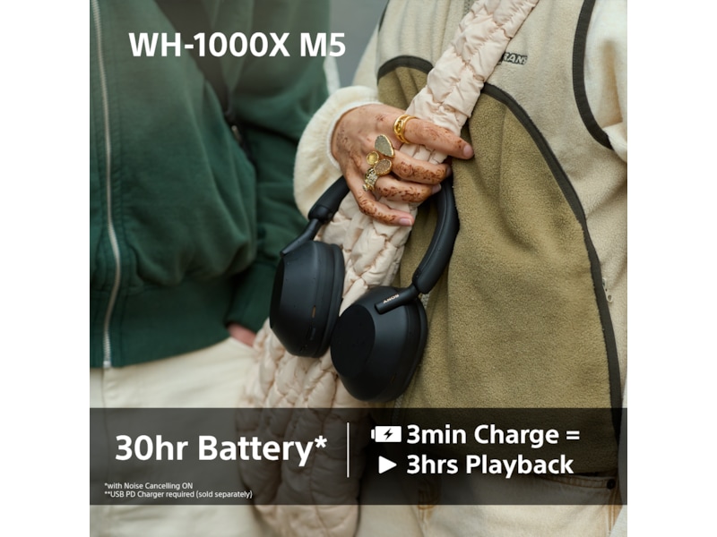 Sony WH-1000XM5 trådlösa hörlurar, over-ear (silver) + WF-510 öronsnäckor Hörlurar
