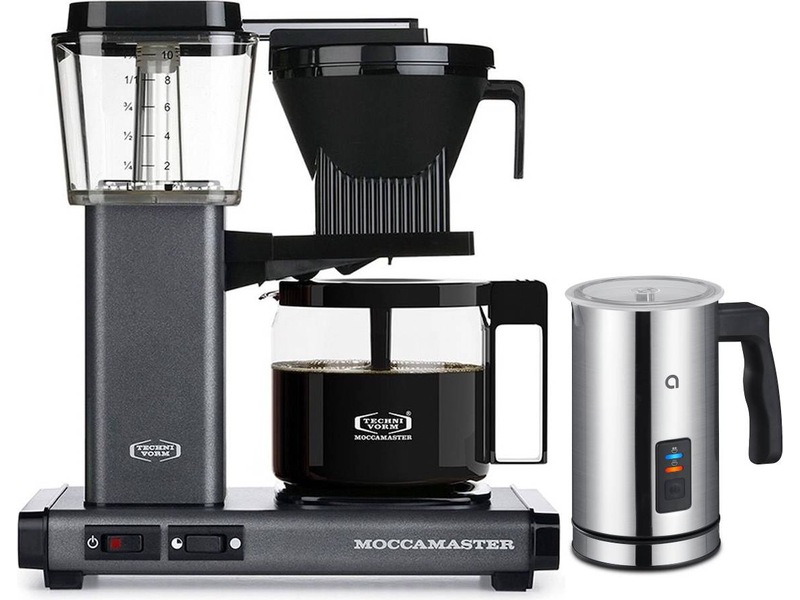 Moccamaster Automatic 53747 kaffebryggare (stengrå) + mjölkskummare Kaffebryggare