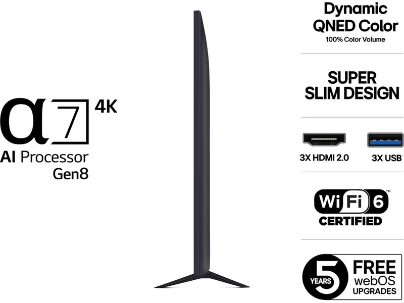 LG 75'' QNED7E AI 4k 75QNED7EA6B (2025) + soundbar 20 - 49 tums TV