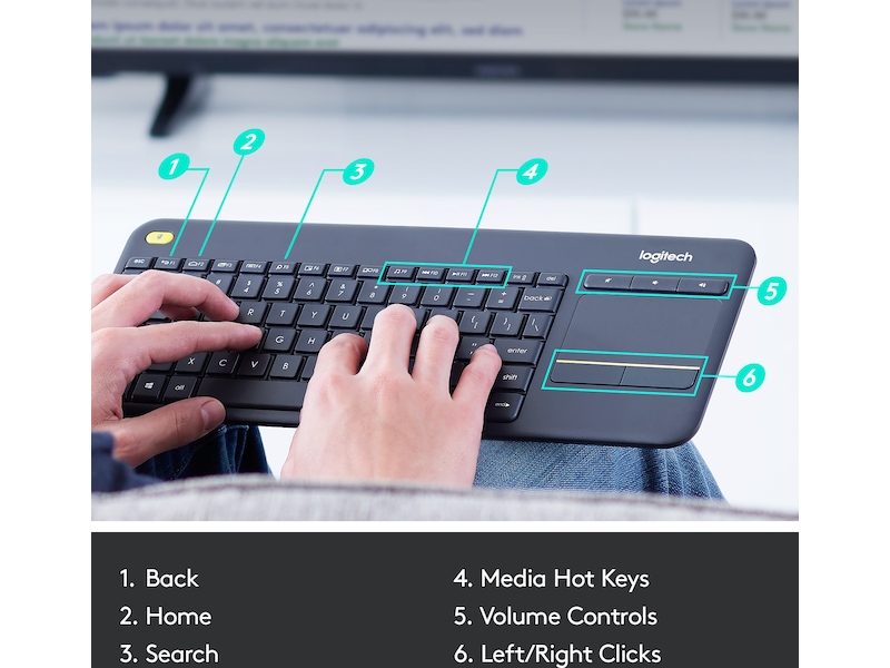 Logitech K400 Plus Tangentbord Mörkgrå Tangentbord