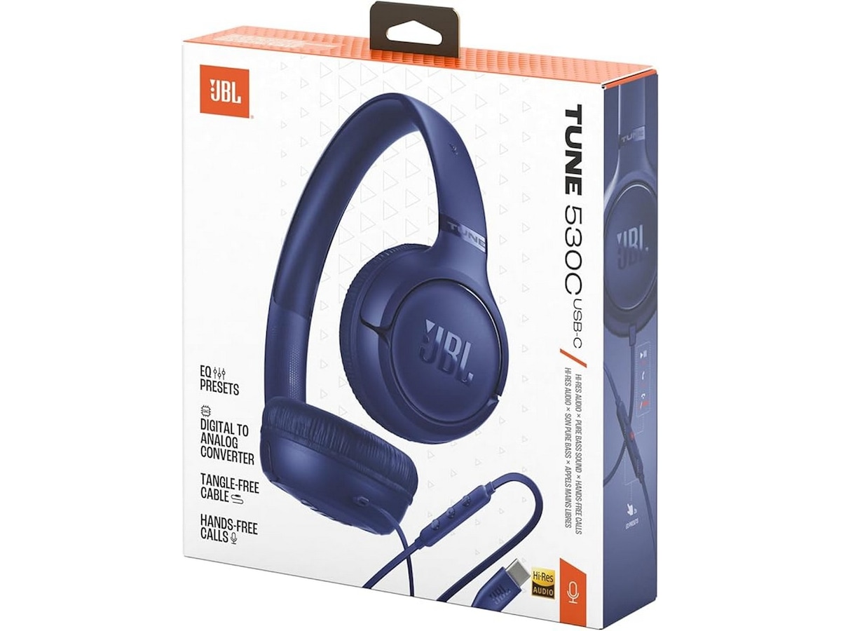 JBL Tune 530C Hörlurar, Over-Ear (blå) Hörlurar