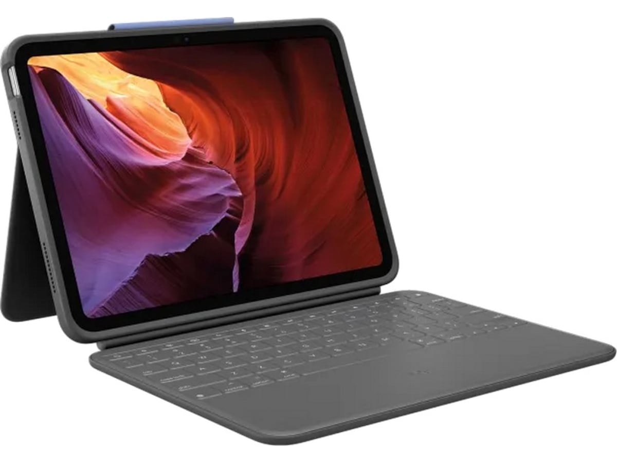 Logitech iPad 10,9" / 11" Rugged Folio Tangentbordsfodral (oxford grey) Skydd