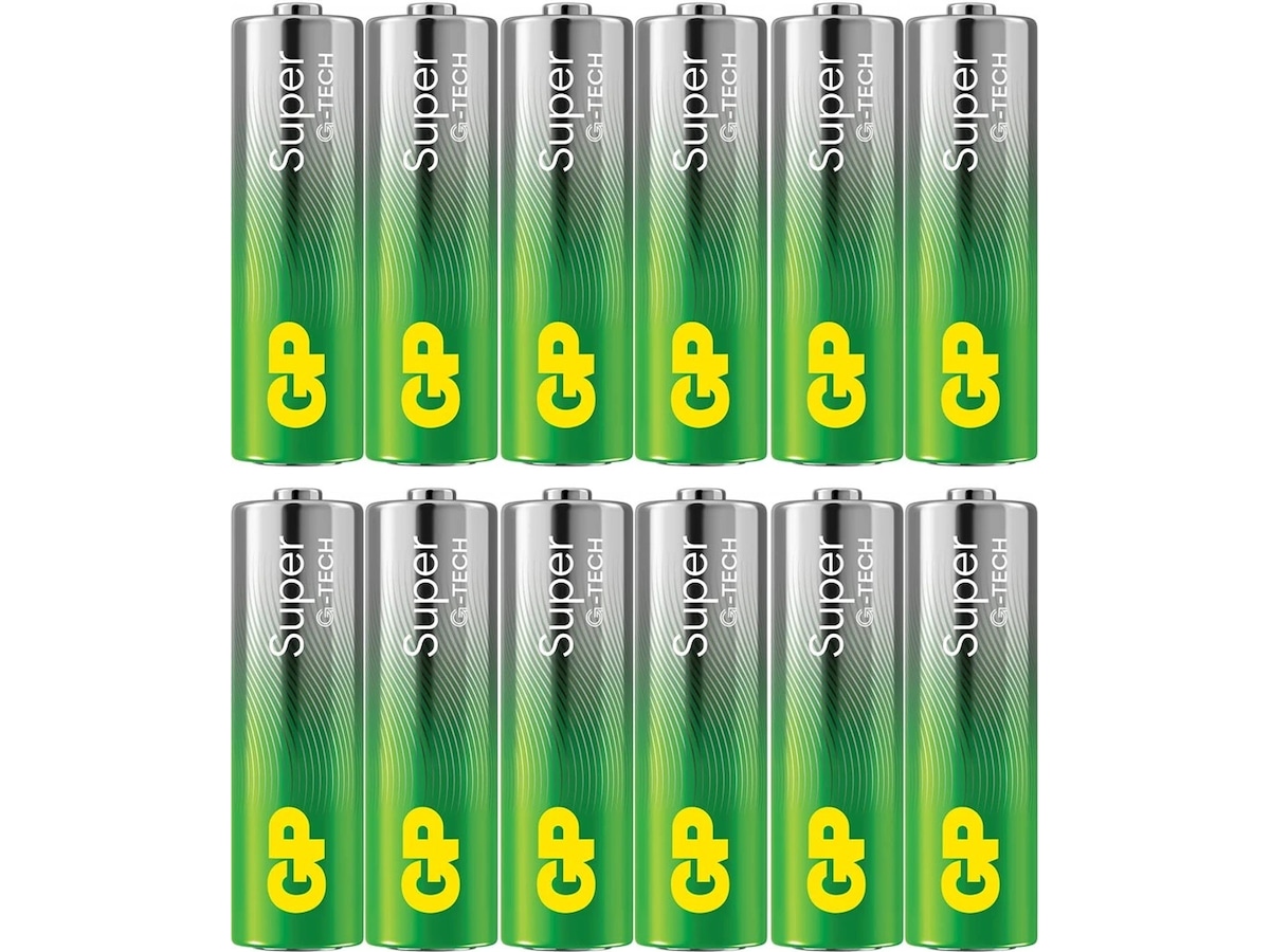 GP Super Alkaline AA/LR6-batteri, 12-pack Batterier för allmänt bruk