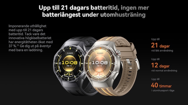 Upp till 21 dagars batteritid