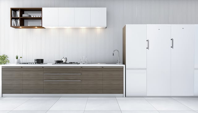 Interior with fridge and freezer Interior with fridge and freezer