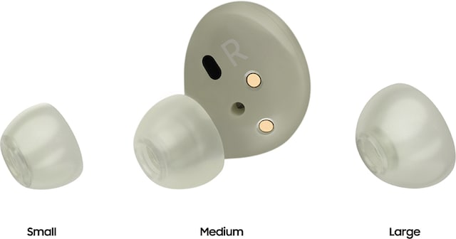 Med öronproppar i silikon i tre olika storlekar Med öronproppar i silikon i tre olika storlekar