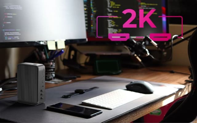 Tillåter anslutning av 2x Full-HD-skärmar