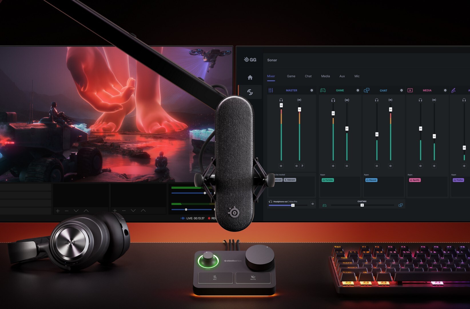 SteelSeries Alias Pro XLR Mikrofon + Stream Mixer (svart