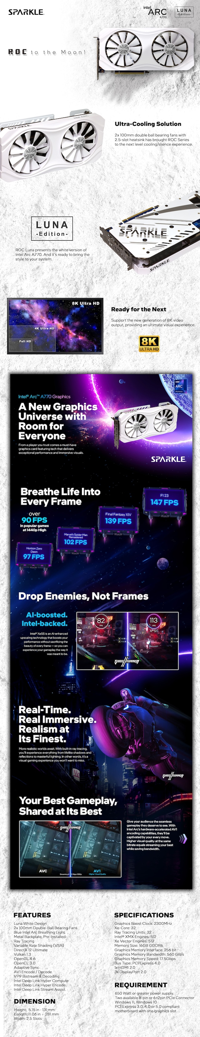 Sparkle Intel ARC A770 ROC LUNA OC